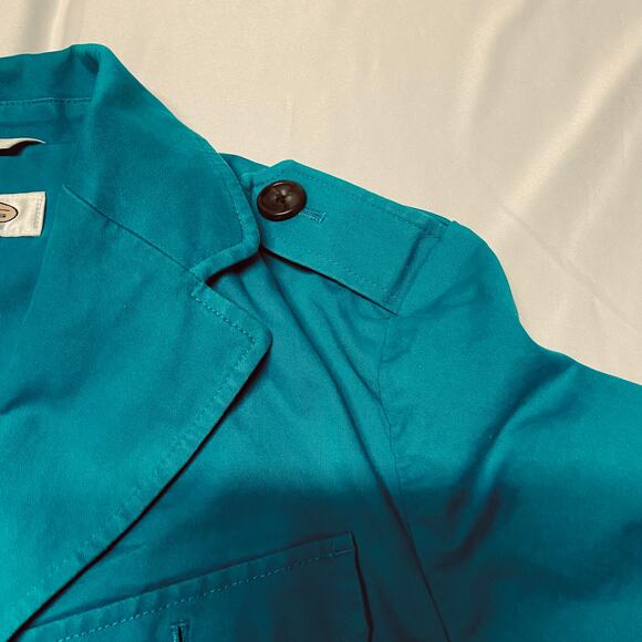 Talbots Jacket Stretch Epaulets on Shoulders Robin Egg Blue Cotton Blend Size 6 - Picture 7 of 14